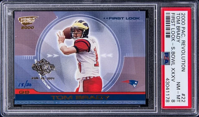 2000 Pacific Revolution First Look Super Bowl XXXV Tom Brady #22 card image
