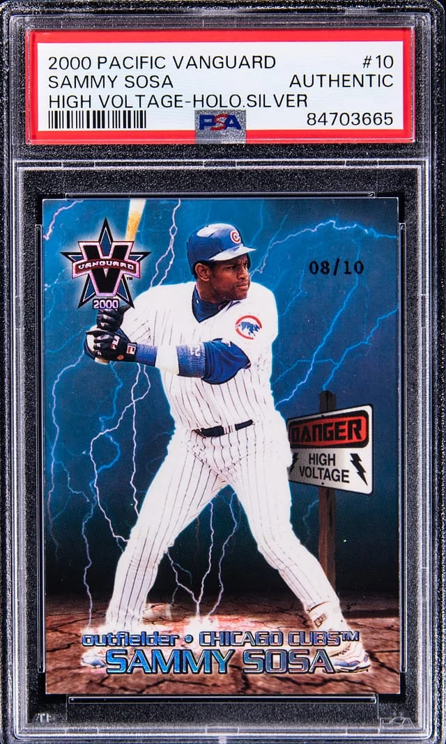 2000 Pacific Vanguard High Voltage Holo Silver Sammy Sosa #10 card image