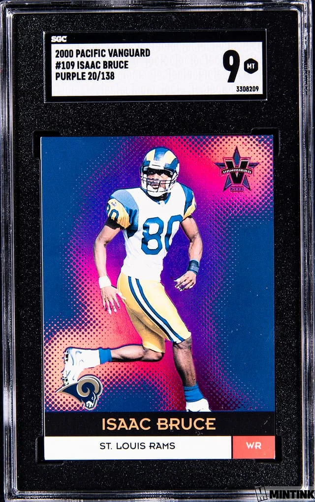 2000 Pacific Vanguard Purple Isaac Bruce #109 card image