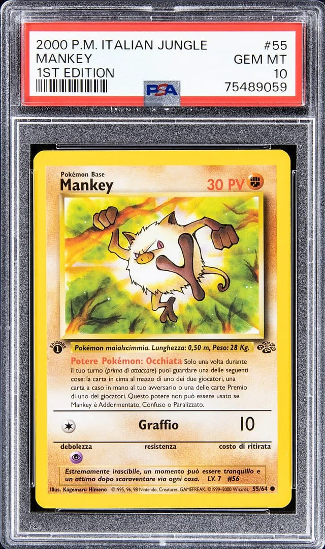 2000 P.M Italian Jungle 1st Edition Mankey #55 card image