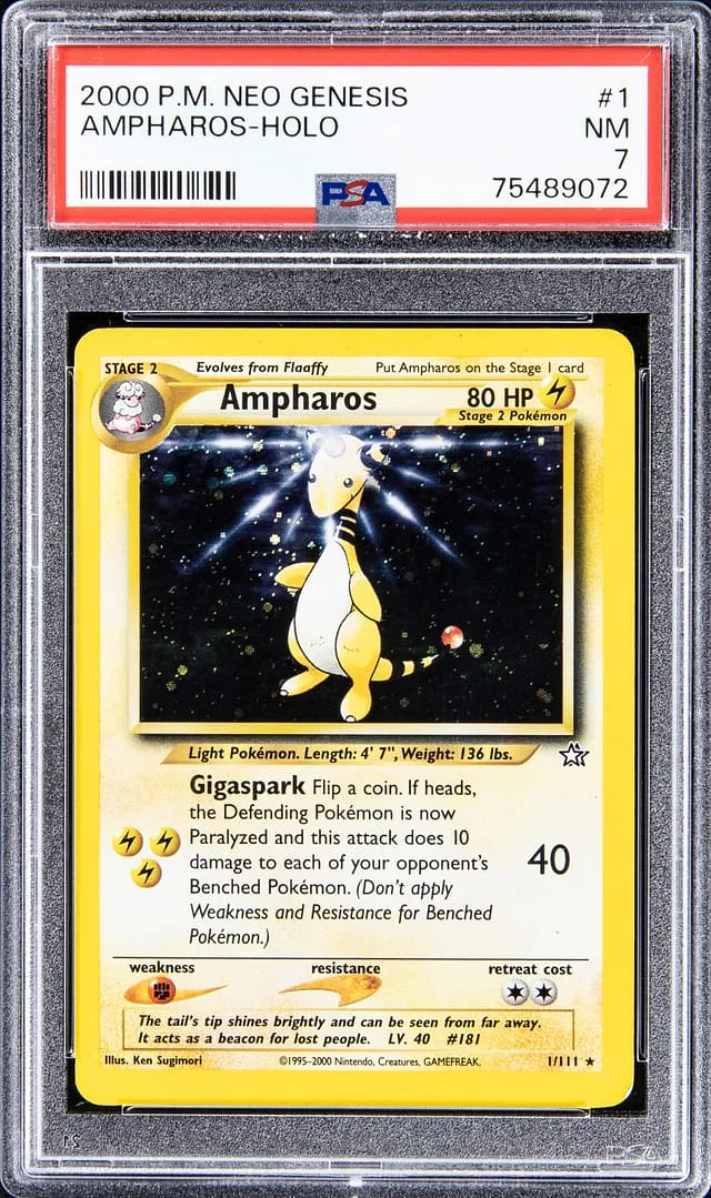 2000 P.M Neo Genesis Holofoil Ampharos #1 card image