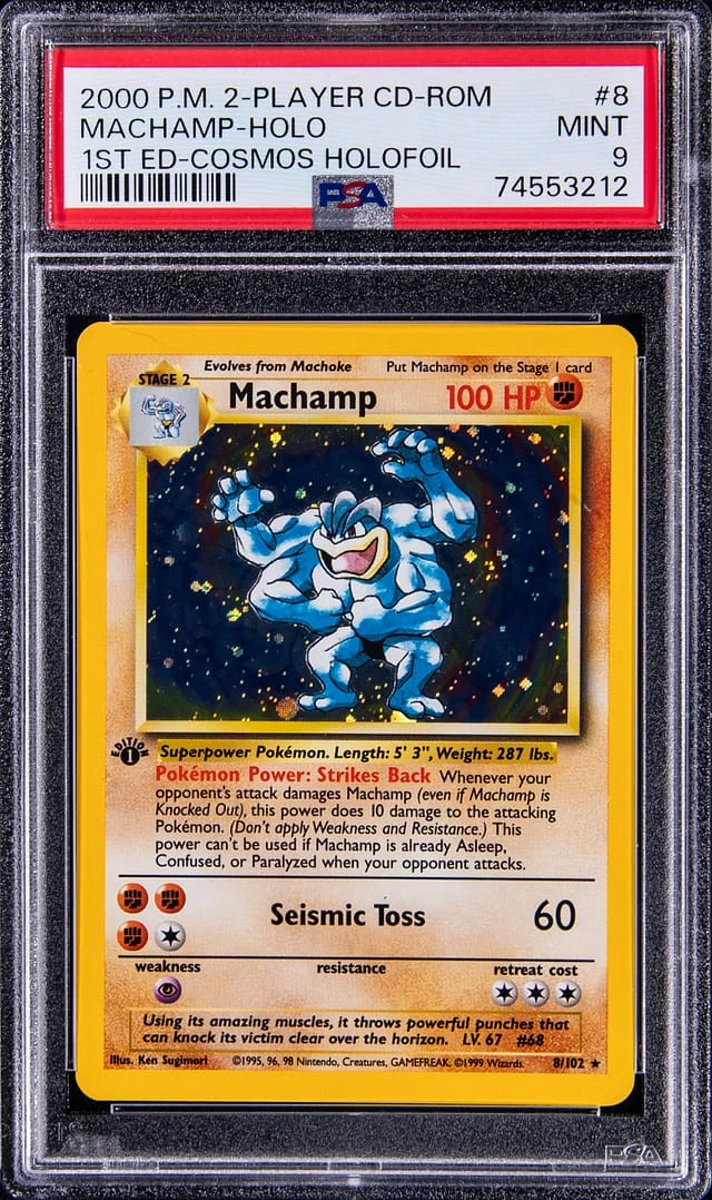 2000 Pokemon 2-Player CD-ROM 1st Edition Cosmos Holofoil Machamp #8 card image