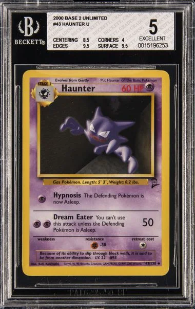 2000 Pokemon Base 2 Unlimited Haunter #43 card image