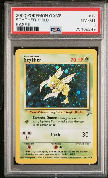 2000 Pokemon Base II Holofoil Scyther #17 card image