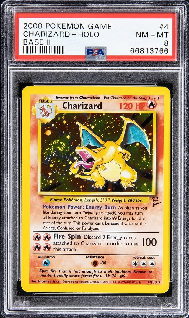 2000 Pokemon Base Set 2 Rare Holofoil Charizard #4 card image
