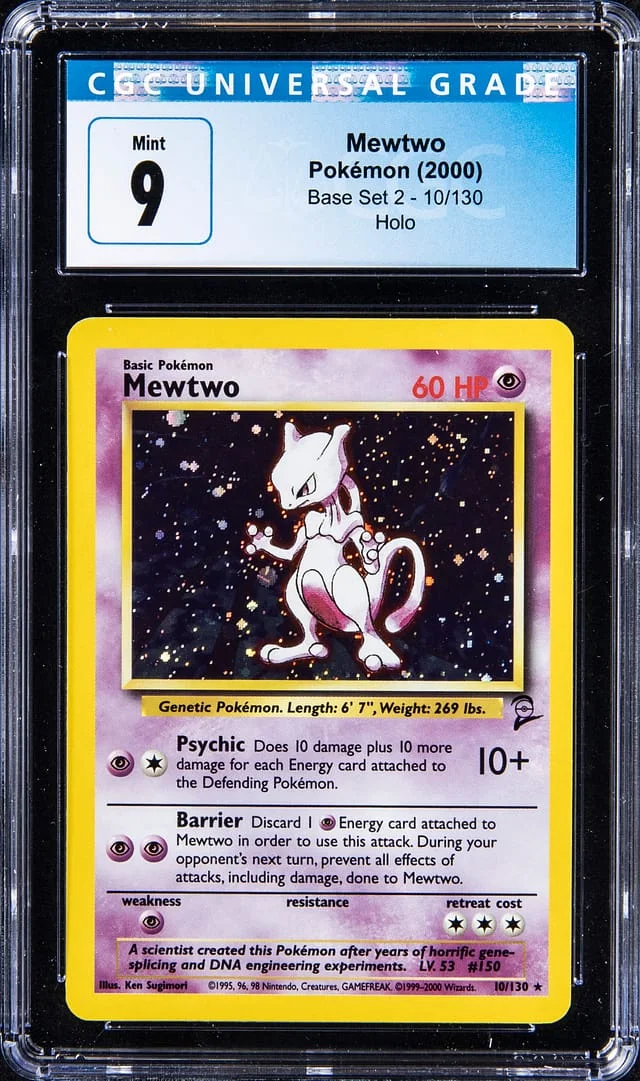 2000 Pokemon Base Set 2 Rare Holofoil Mewtwo #10 card image