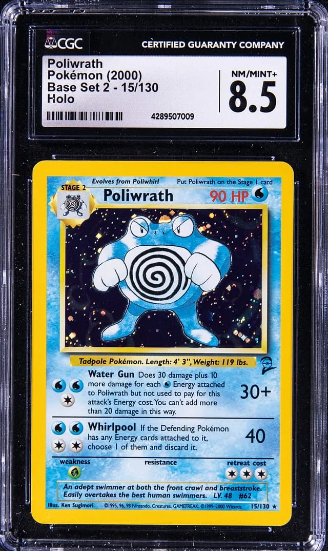 2000 Pokemon Base Set 2 Rare Holofoil Poliwrath #15 card image