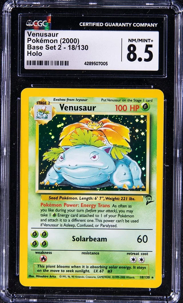 2000 Pokemon Base Set 2 Rare Holofoil Venusaur #18 card image