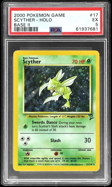 2000 Pokemon Base Set II Holofoil Scyther #17 card image
