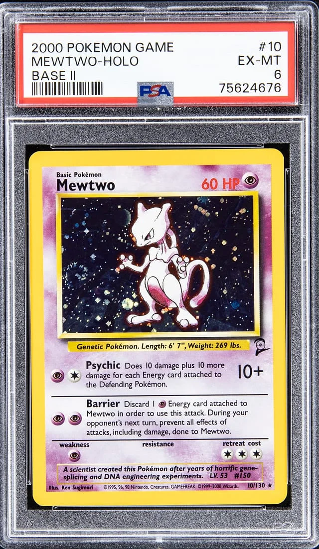2000 Pokemon Base Set II Rare Holofoil Mewtwo #10 card image