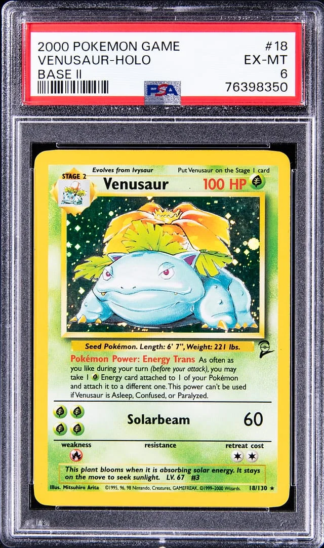 2000 Pokemon Base Set II Rare Holofoil Venusaur #18 card image