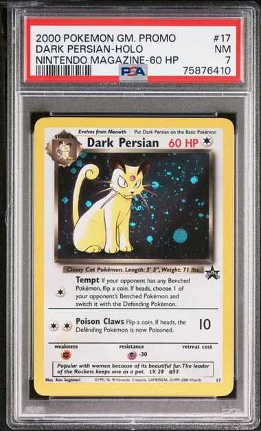 2000 Pokemon Base Set Promo Nintendo Magazine Holofoil Dark Persian #17 card image