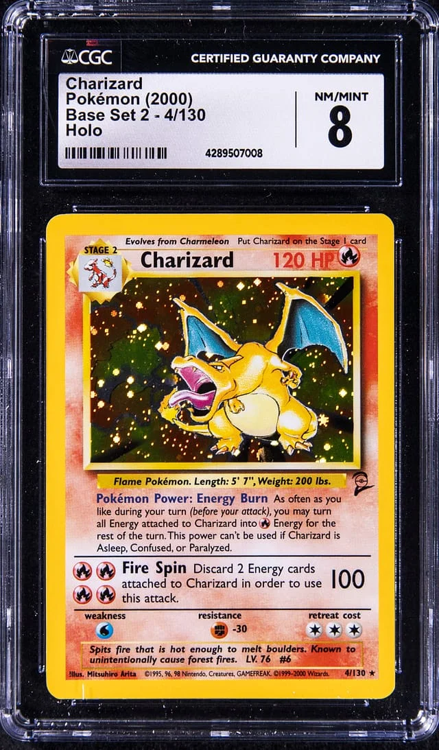 2000 Pokemon Baset Set 2 Rare Holofoil Charizard #4 card image