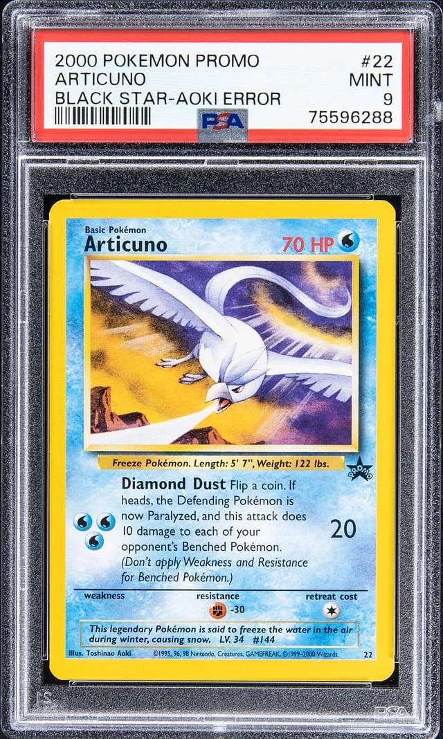 2000 Pokemon Black Star Promo Aoki Error Articuno #22 card image