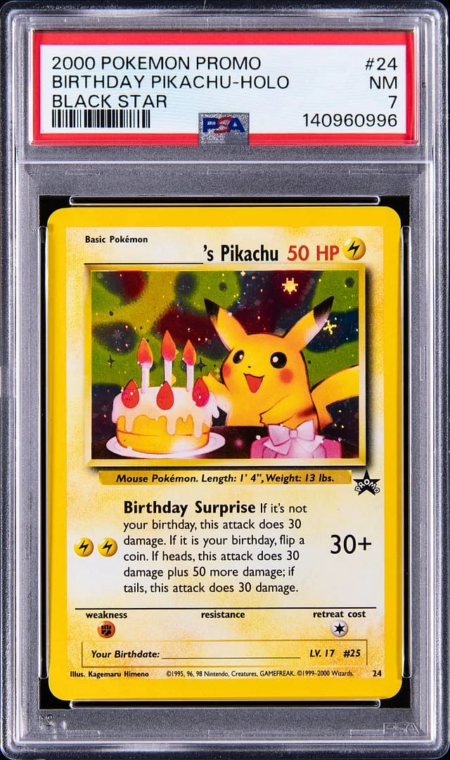 2000 Pokemon Black Star Promo Holo Birthday Pikachu #24 card image