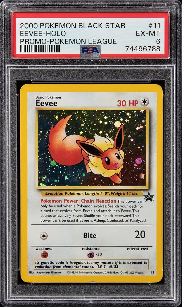 2000 Pokemon Black Star Promo Pokemon League Rare Holofoil Eevee #11 card image