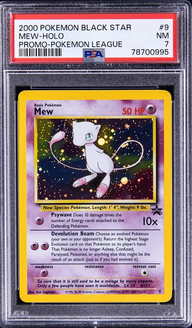 2000 Pokemon Black Star Promo Pokemon League Rare Holofoil Mew #9 card image