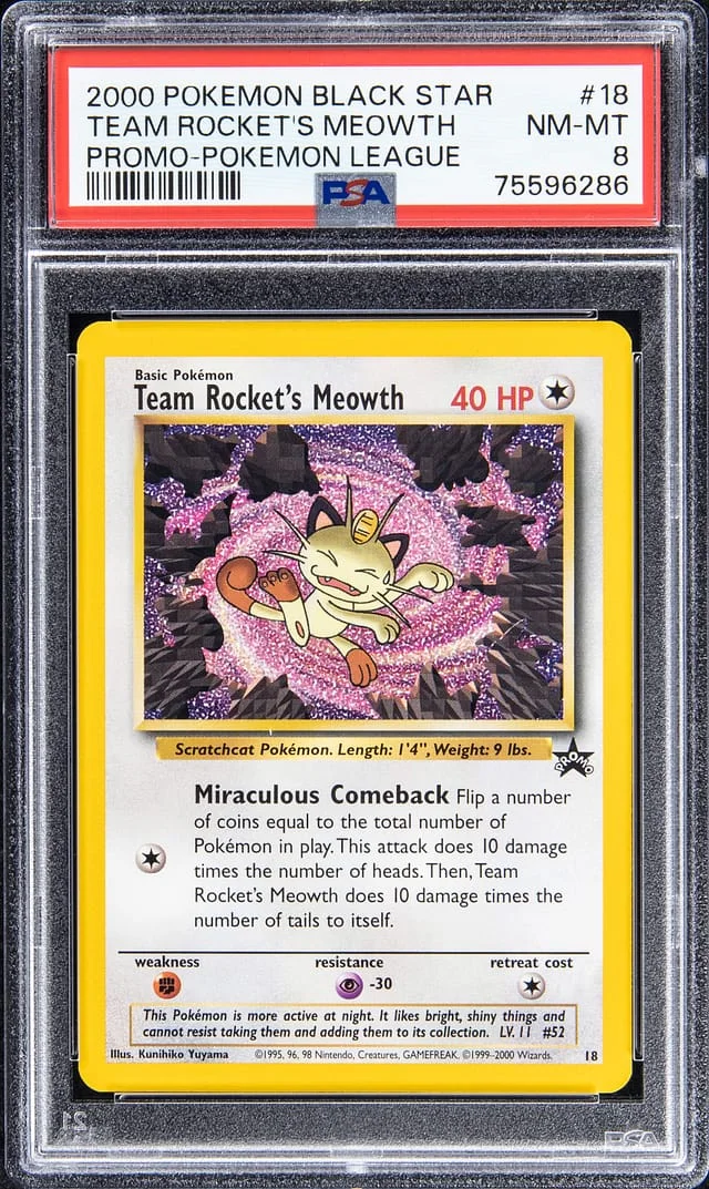 2000 Pokemon Black Star Promo - Pokemon League Team Rocket's Meowth #18 card image