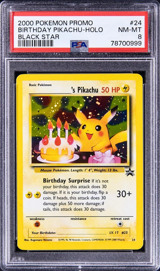 2000 Pokemon Black Star Promo Rare Holofoil Birthday Pikachu #24 card image