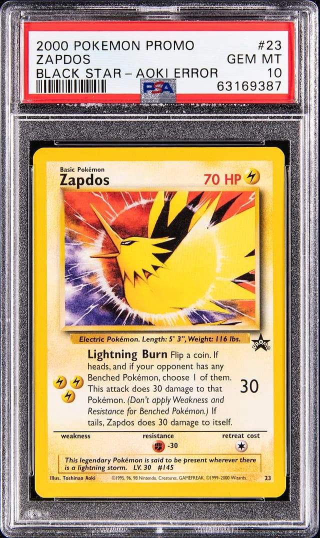 2000 Pokemon Black Star Promo Zapdos - Aoki Error #23 card image