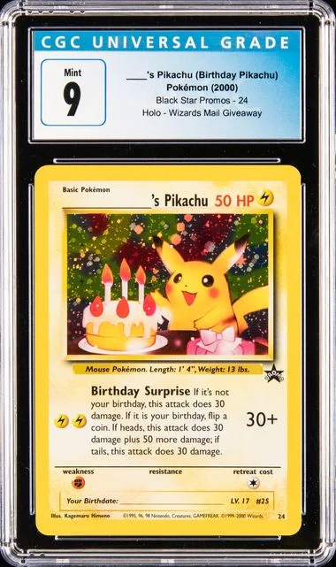 2000 Pokemon Black Star Promos Holo Wizards Mail Giveaway 's Pikachu (Birthday Pikachu) #24 card image