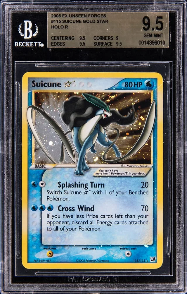2000 Pokemon EX Unseen Forces Holo Gold Star Suicune #115 card image