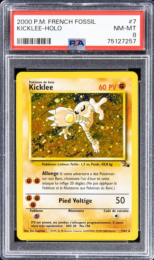 2000 Pokemon French Fossil Rare Holofoil Kicklee #7 card image