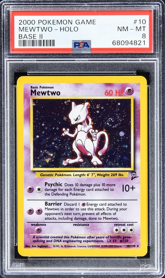2000 Pokemon Game Base II Rare Holofoil Mewtwo #10 card image