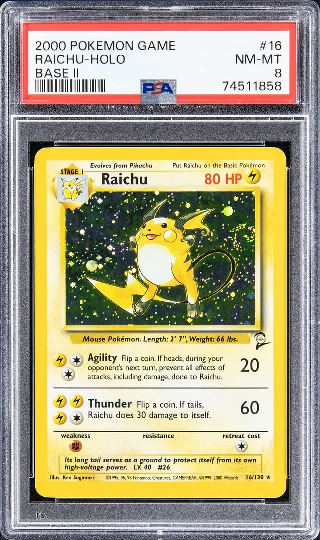 2000 Pokemon Game Base II Rare Holofoil Raichu #16 card image