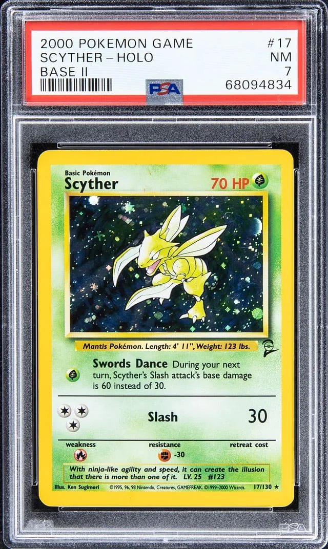 2000 Pokemon Game Base II Rare Holofoil Scyther #17 card image