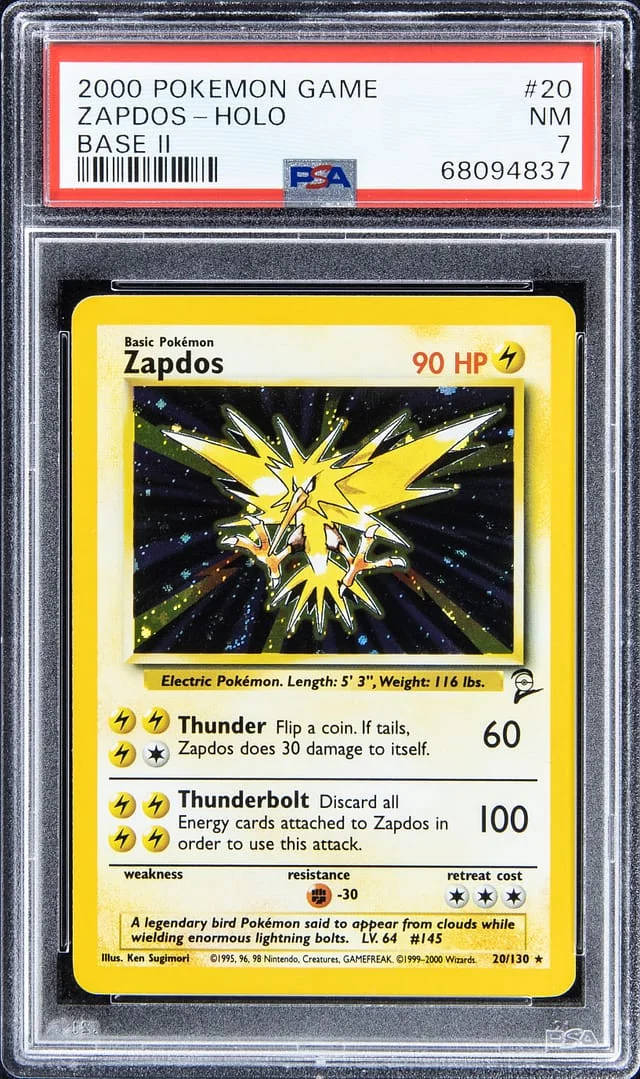 2000 Pokemon Game Base II Rare Holofoil Zapdos #20 card image