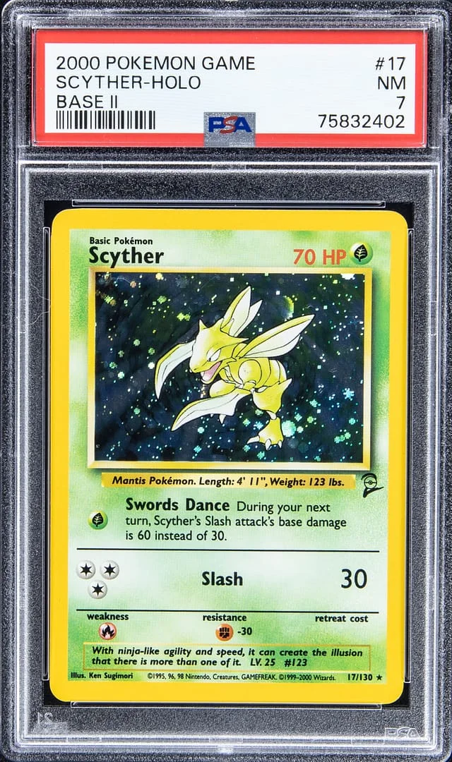 2000 Pokemon Game Holofoil - Base II Scyther #17 card image