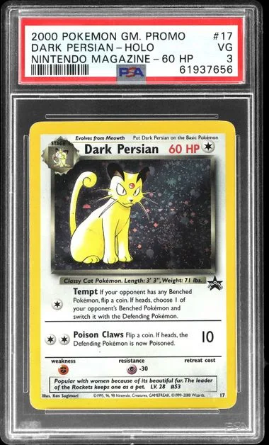 2000 Pokemon Game Promo Nintendo Magazine (60 HP) Holofoil Dark Persian #17 card image