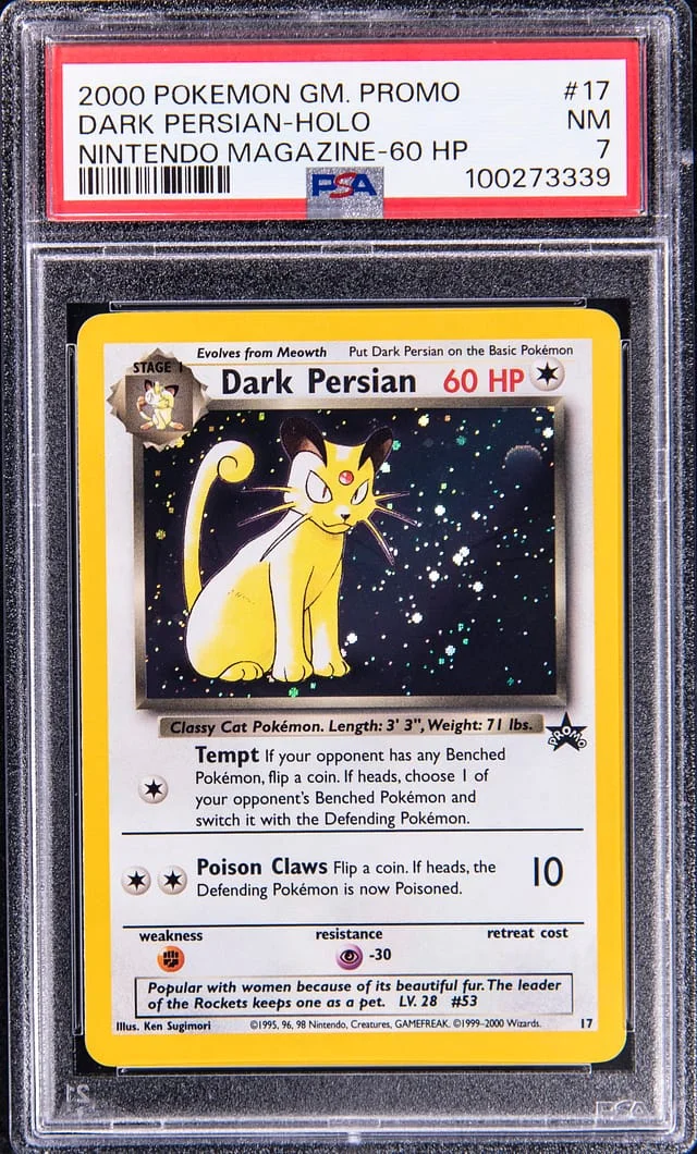 2000 Pokemon Game Promo Nintendo Magazine 60HP Rare Holofoil Dark Persian #17 card image