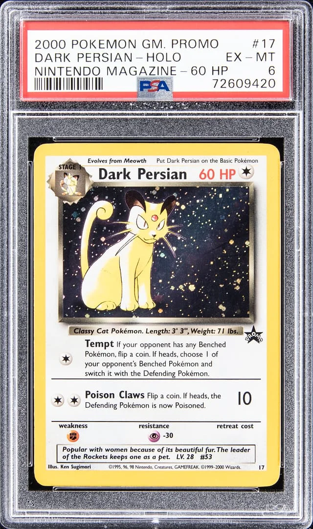 2000 Pokemon GM. Promo Nintendo Magazine - 60 HP Dark Persian #17 card image