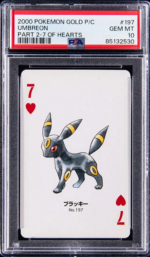 2000 Pokemon Gold Playing Card Part 2-7 of Hearts Umbreon #197 card image