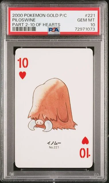 2000 Pokemon Gold Version Part 2 Playing Cards 10 Of Hearts Piloswine #221 card image