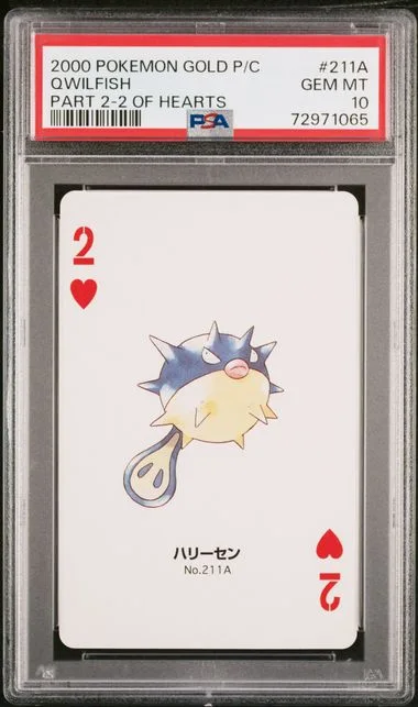 2000 Pokemon Gold Version Part 2 Playing Cards 2 Of Hearts Qwilfish #211A card image