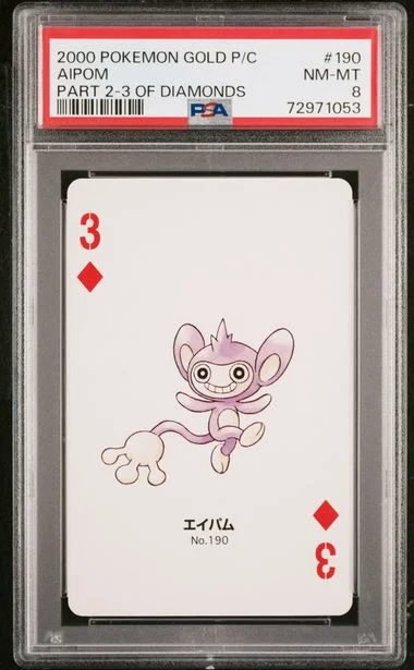 2000 Pokemon Gold Version Part 2 Playing Cards 3 Of Diamonds Aipom #190 card image