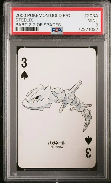 2000 Pokemon Gold Version Part 2 Playing Cards 3 Of Spades Steelix #208A card image