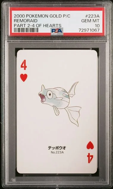 2000 Pokemon Gold Version Part 2 Playing Cards 4 Of Hearts Remoraid #223A card image