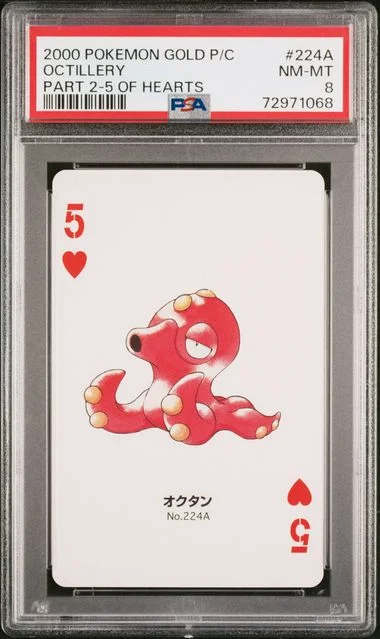 2000 Pokemon Gold Version Part 2 Playing Cards 5 Of Hearts Octillery #224A card image