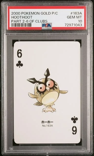 2000 Pokemon Gold Version Part 2 Playing Cards 6 Of Clubs Hoothoot #163A card image