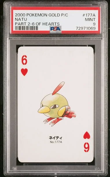 2000 Pokemon Gold Version Part 2 Playing Cards 6 Of Hearts Natu #177A card image