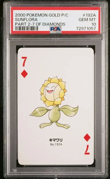 2000 Pokemon Gold Version Part 2 Playing Cards 7 Of Diamonds Sunflora #192A card image
