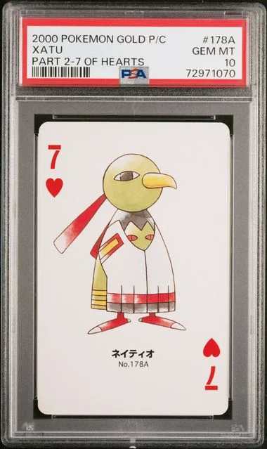 2000 Pokemon Gold Version Part 2 Playing Cards 7 Of Hearts Xatu #178A card image