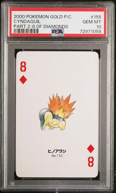 2000 Pokemon Gold Version Part 2 Playing Cards 8 Of Diamonds Cyndaquil #155 card image