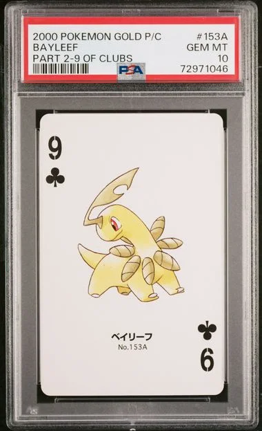 2000 Pokemon Gold Version Part 2 Playing Cards 9 Of Clubs Bayleef #153A card image