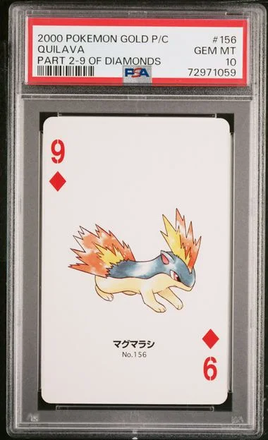 2000 Pokemon Gold Version Part 2 Playing Cards 9 Of Diamonds Quilava #156 card image