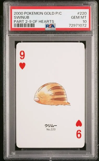 2000 Pokemon Gold Version Part 2 Playing Cards 9 Of Hearts Swinub #220 card image